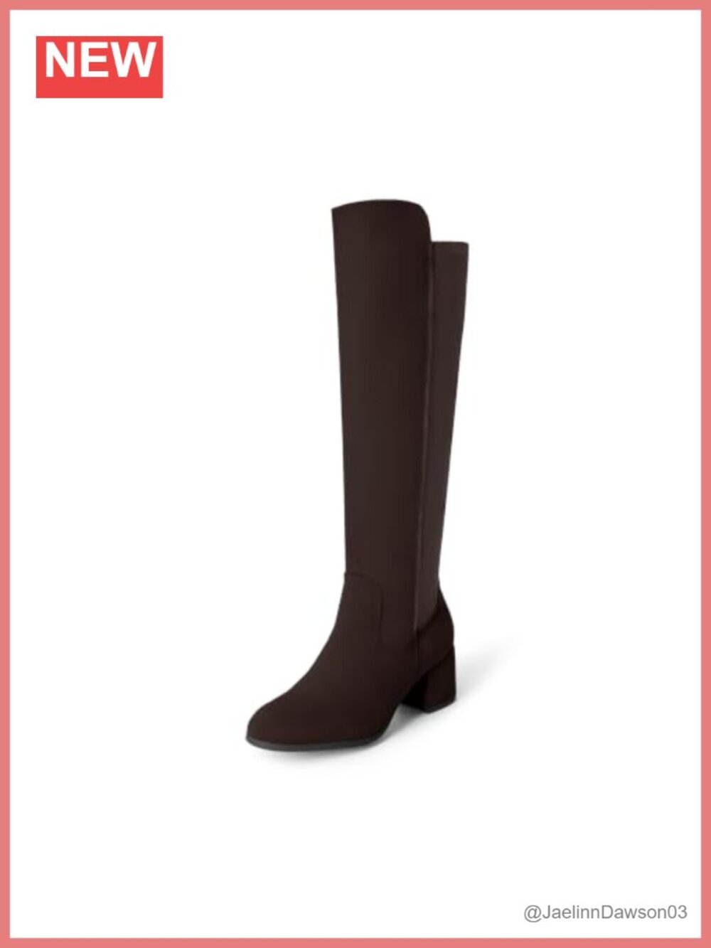 Knee High Stretchy Fashion Boots with Block Heel, Faux Suede & Lycra